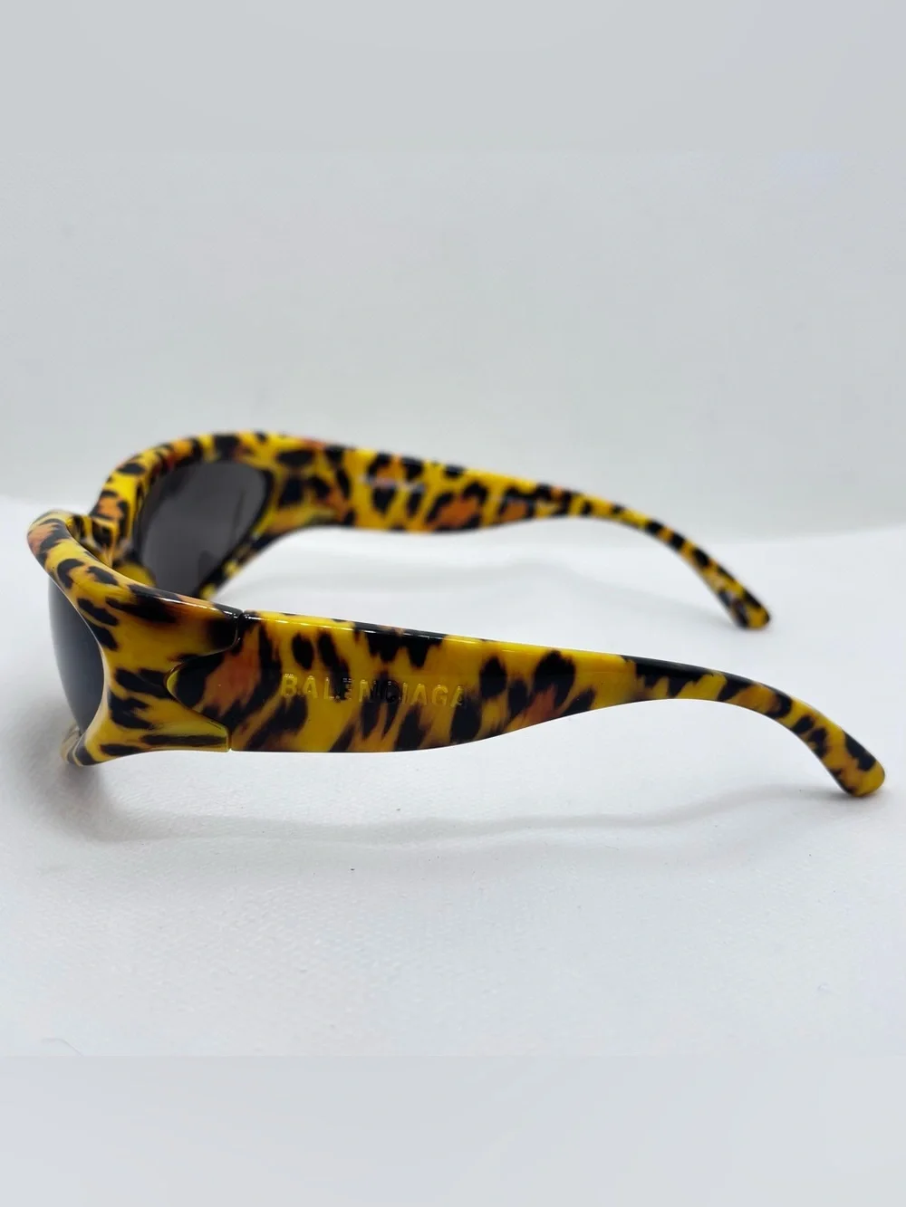 Balenciaga Yellow Leopard Print Cat-Eye Sunglasses